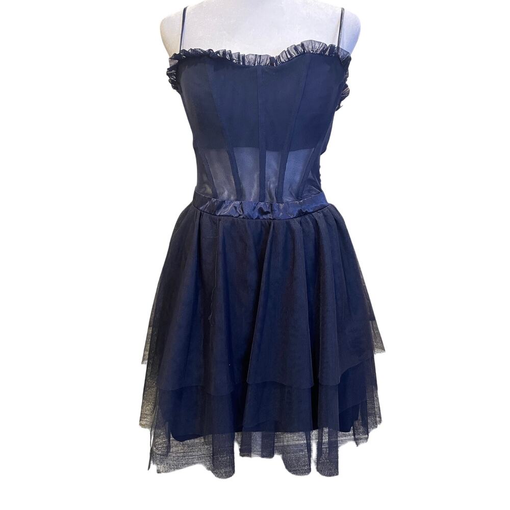 navy evening going out dress